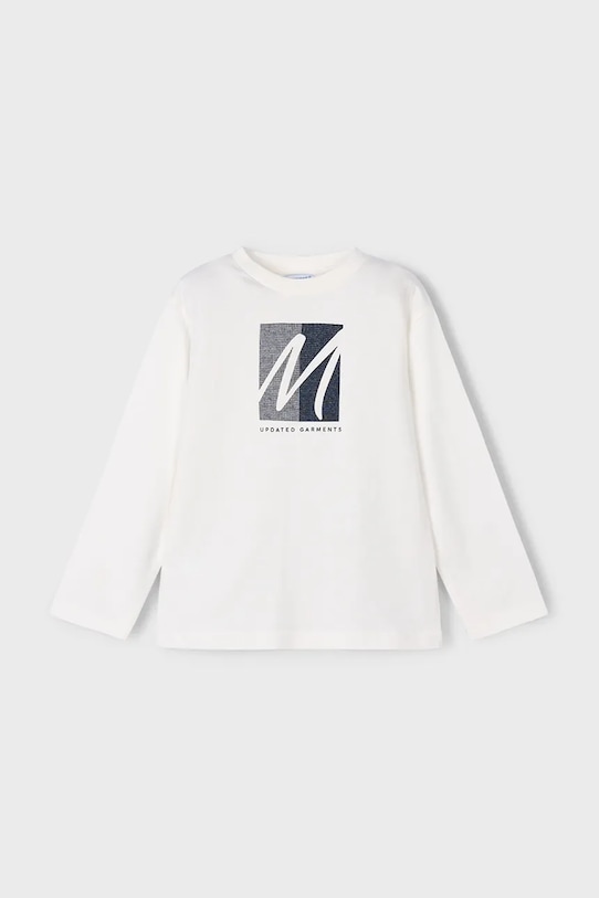 Mayoral longsleeve din bumbac pentru copii 4086.5D.Mini.9BYA alb AW25