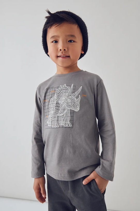 Mayoral longsleeve din bumbac pentru copii print gri 4088.5E.Mini.9BYA