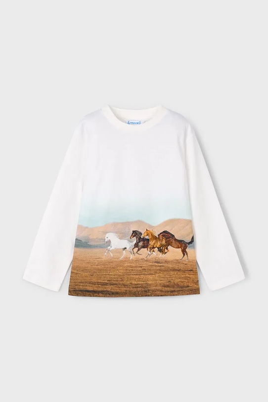 Mayoral longsleeve din bumbac pentru copii 4094.5G.Mini.9BYA bej AW25