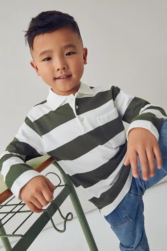 Mayoral longsleeve din bumbac pentru copii cu guler verde 4119.5A.Mini.9BYA