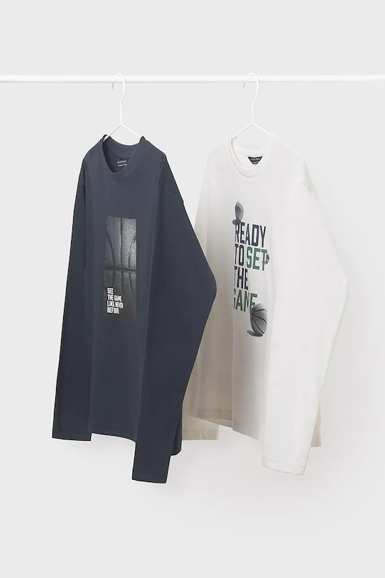 Mayoral longsleeve bawełniany okrągły granatowy 7002.7A.Junior.9BYA