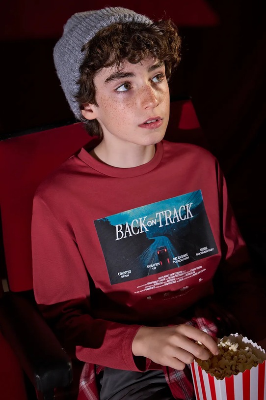 Mayoral longsleeve bawełniany okrągły czerwony 7003.7A.Junior.9BYA
