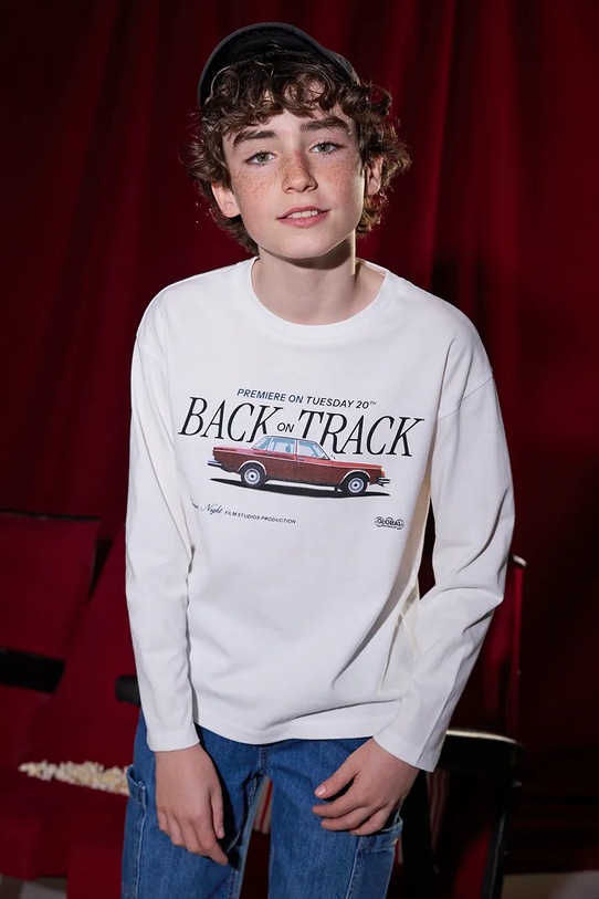 Mayoral longsleeve bawełniany okrągły beżowy 7006.7B.Junior.9BYA