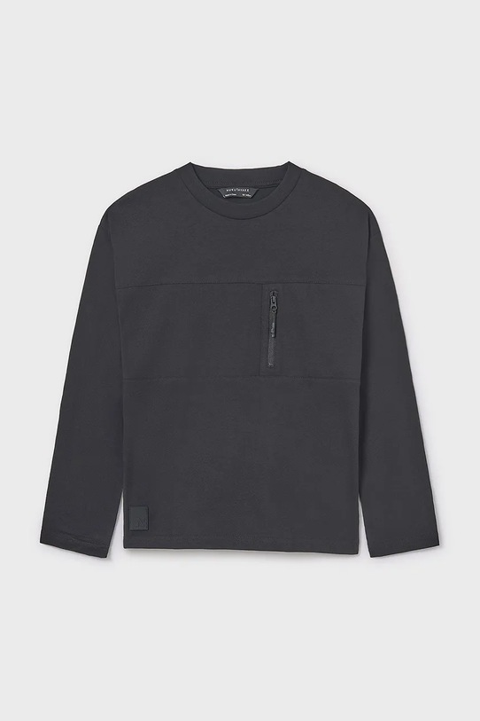 Mayoral longsleeve bawełniany okrągły czarny 7009.7C.Junior.9BYA