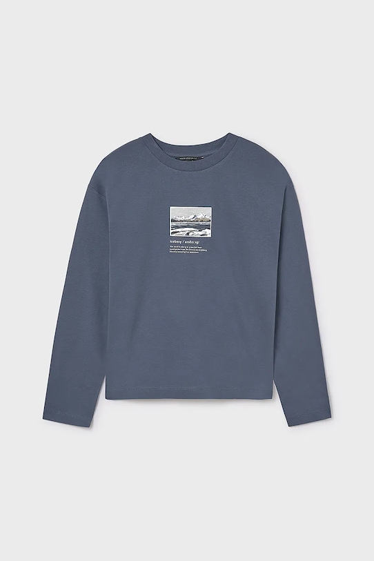 Mayoral longsleeve din bumbac pentru copii 7011.7D.Junior.9BYA albastru AW25