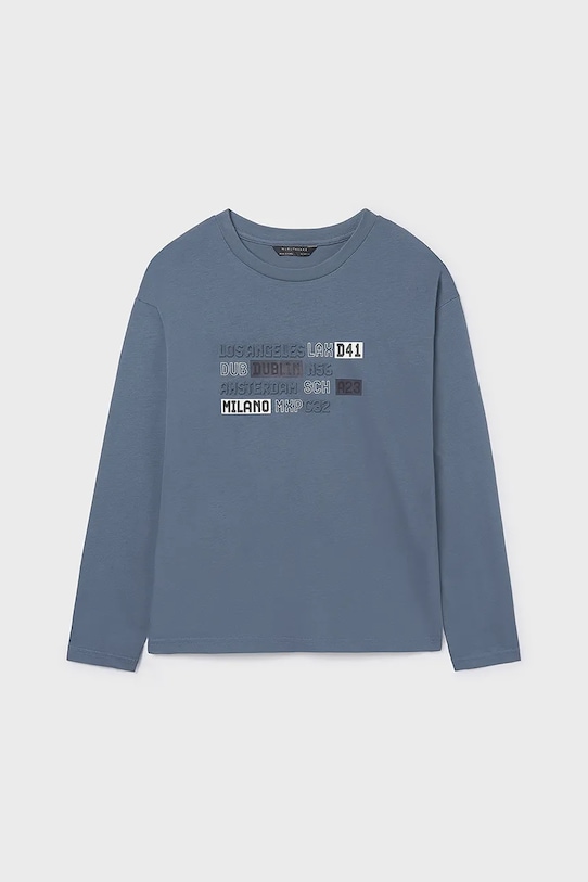 Хлопковый лонгслив Mayoral круглый вырез фиолетовой 7012.7E.Junior.9BYA