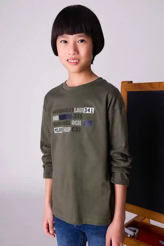 Mayoral longsleeve bawełniany 7012.7E.Junior.9BYA zielony