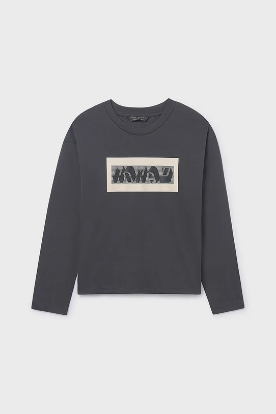 Mayoral longsleeve bawełniany dziecięcy nadruk czarny 7013.7E.Junior.9BYA