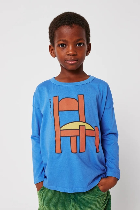Bobo Choses longsleeve din bumbac pentru bebeluși Chair print albastru 225AC006