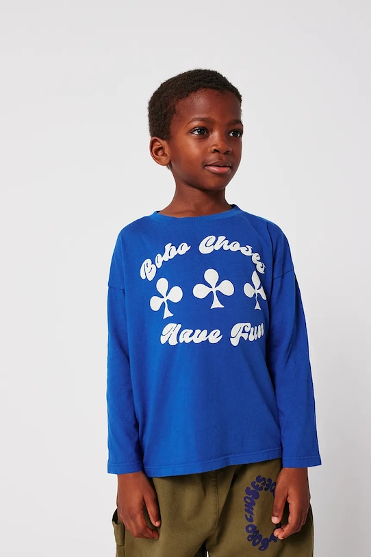 Chłopiec Bobo Choses longsleeve bawełniany niemowlęcy Have Fun 225AC008 niebieski