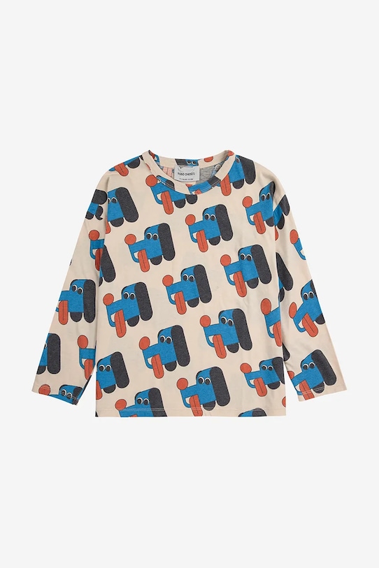 Bobo Choses longsleeve din bumbac pentru bebeluși Doggy Mate 225AC010 bej AW25