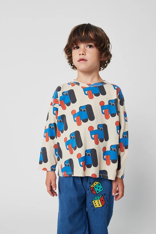Хлопчик Бавовняний лонгслів для немовлят Bobo Choses Doggy Mate 225AC010 бежевий