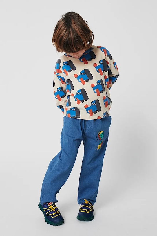 Bobo Choses longsleeve din bumbac pentru bebeluși Doggy Mate 225AC010 bej