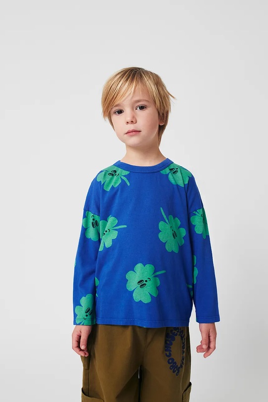 Bobo Choses longsleeve din bumbac pentru bebeluși Lucky Clover cu modele albastru 225AC016