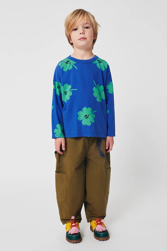 Хлопчик Бавовняний лонгслів для немовлят Bobo Choses Lucky Clover 225AC016 блакитний