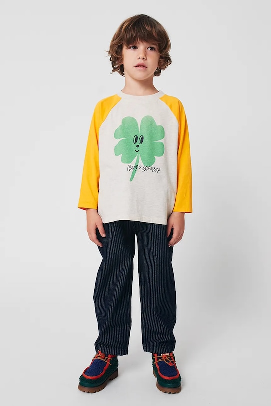 Bobo Choses longsleeve bawełniany niemowlęcy Lucky Clover szary 225AC018