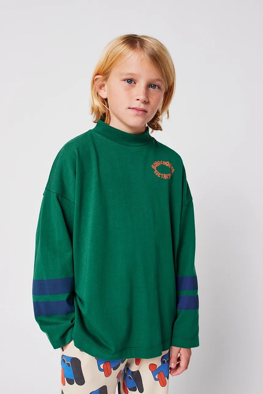 Bobo Choses longsleeve bawełniany dziecięcy Tic Tac Toe aplikacja zielony 225AC021