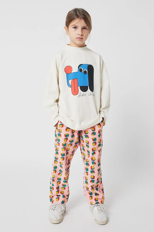 Bobo Choses longsleeve din bumbac pentru copii Doggy Mate 225AC022 alb