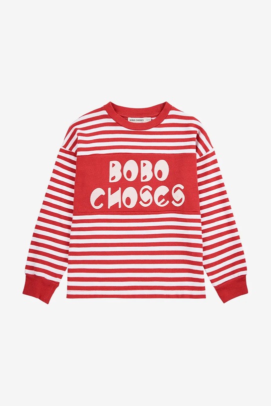 Bobo Choses longsleeve bawełniany dziecięcy 225AC135 czerwony AW25