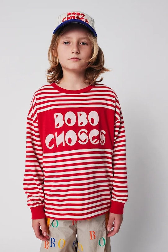 Bobo Choses longsleeve bawełniany dziecięcy 225AC135 czerwony