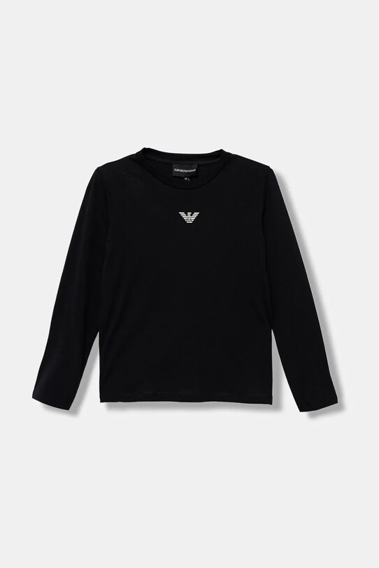 Dječja pamučna majica dugih rukava Emporio Armani print mornarsko plava EB000420.AF15013