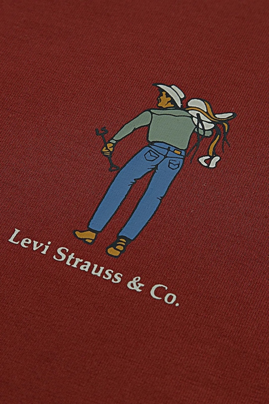 CHLAPEC Dětské bavlněné tričko s dlouhým rukávem Levi's SADDLE MAN LS TEE 8EN714 burgundské