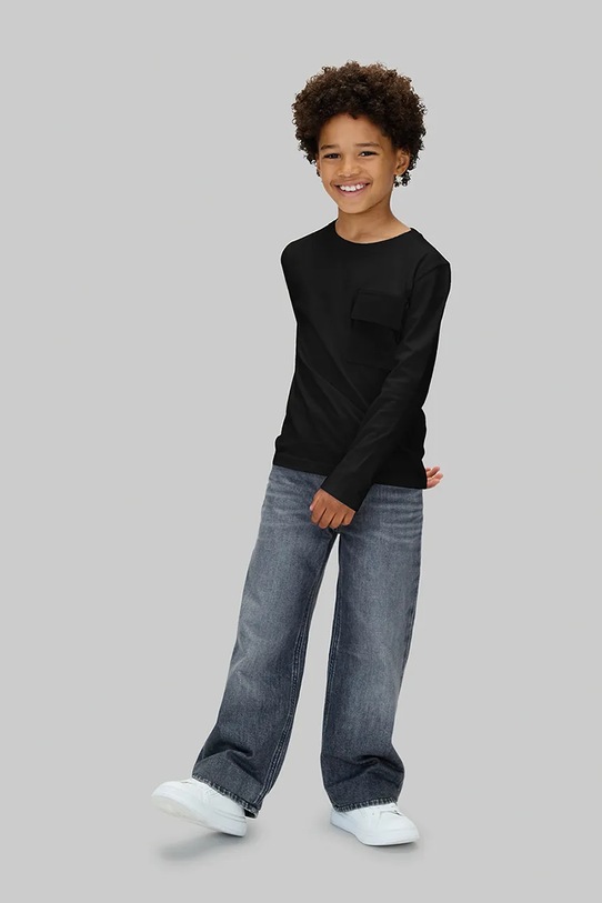 Fiú Calvin Klein Jeans gyerek pamut hosszú ujjú felső IB0IB02587.9BYA fekete
