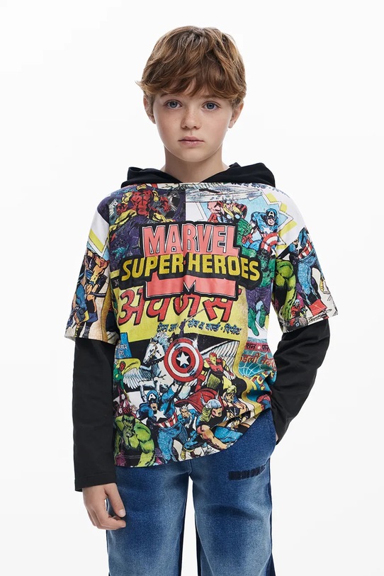 Desigual longsleeve bawełniany dziecięcy nadruk czarny 25WBTK01
