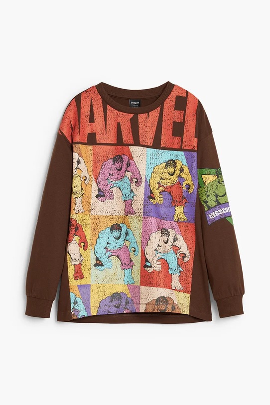 Desigual longsleeve bawełniany dziecięcy 25WBTK05 brązowy AW25