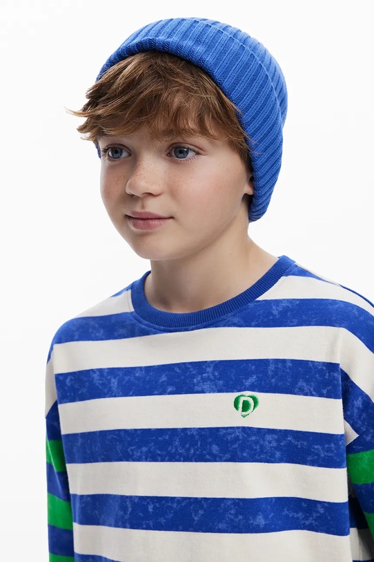 Dětské bavlněné tričko s dlouhým rukávem Desigual 25WBTK11 modrá