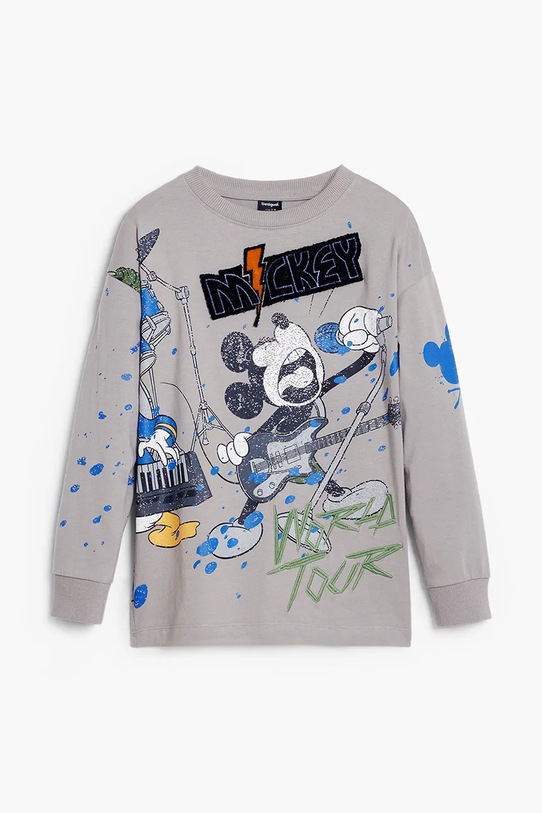 Desigual longsleeve bawełniany dziecięcy 25WBTK13 szary AW25