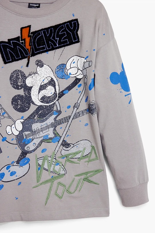Desigual longsleeve bawełniany dziecięcy szary 25WBTK13
