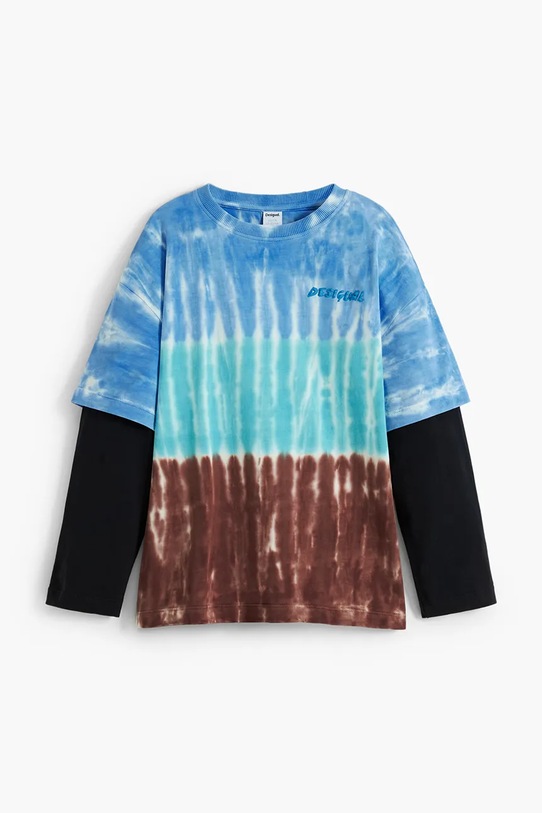 Dětské bavlněné tričko s dlouhým rukávem Desigual 25WBTK16 modrá AW25