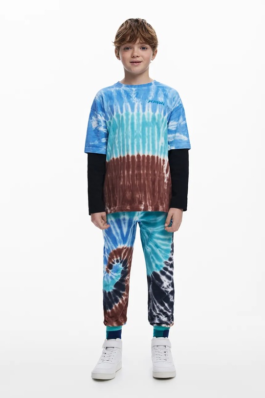 Dětské bavlněné tričko s dlouhým rukávem Desigual 25WBTK16 modrá