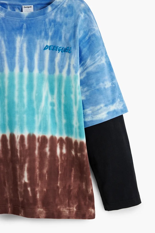 Desigual longsleeve bawełniany dziecięcy niebieski 25WBTK16
