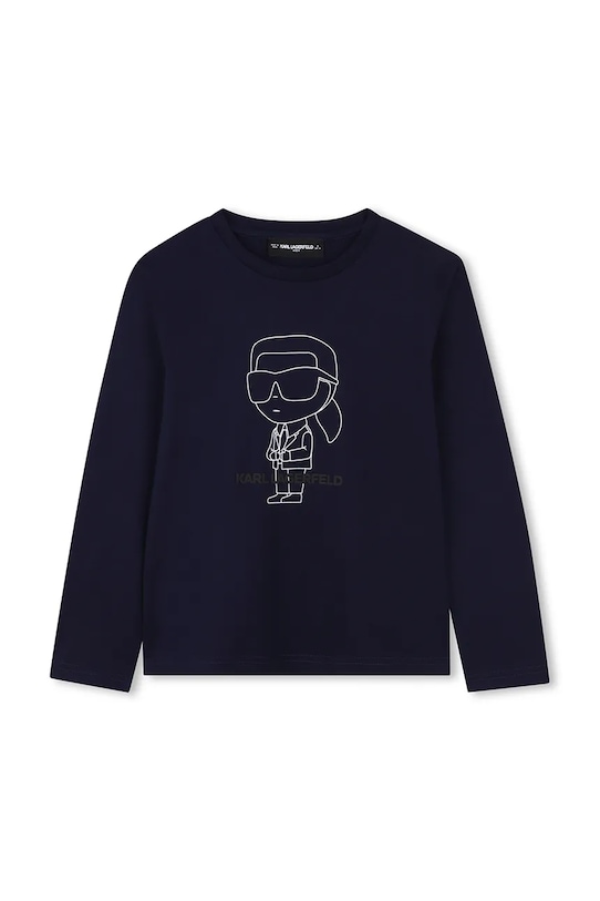 Дитячий бавовняний лонгслів Karl Lagerfeld бавовна темно-синій Z30953.86.108