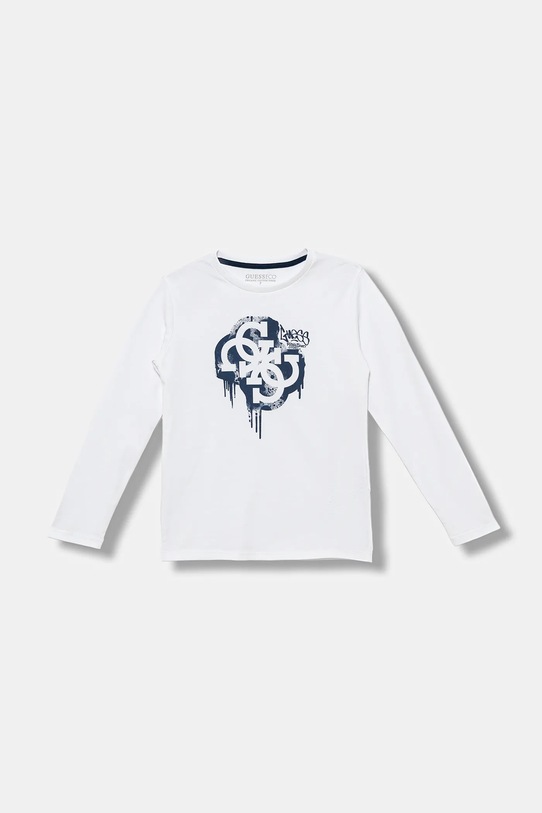 Guess longsleeve bawełniany dziecięcy nadruk biały L5BI01.I3Z14.9BYA