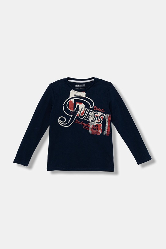 Guess longsleeve bawełniany dziecięcy nadruk granatowy L5BI03.I3Z14.9BYA