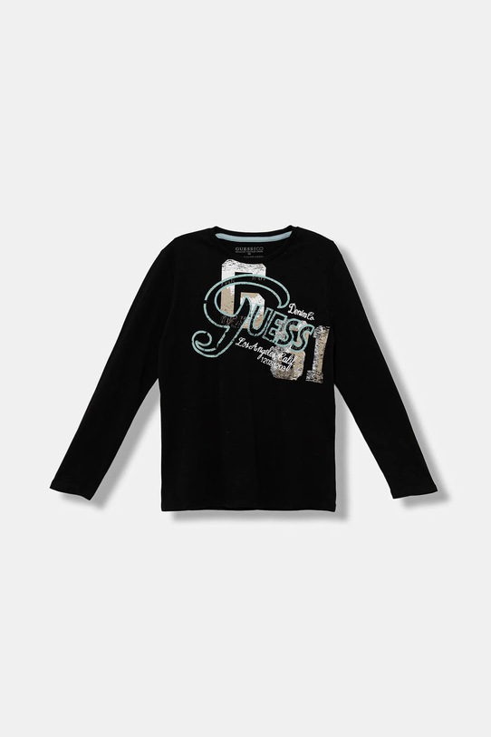 Guess longsleeve bawełniany dziecięcy nadruk czarny L5BI03.I3Z14.9BYA