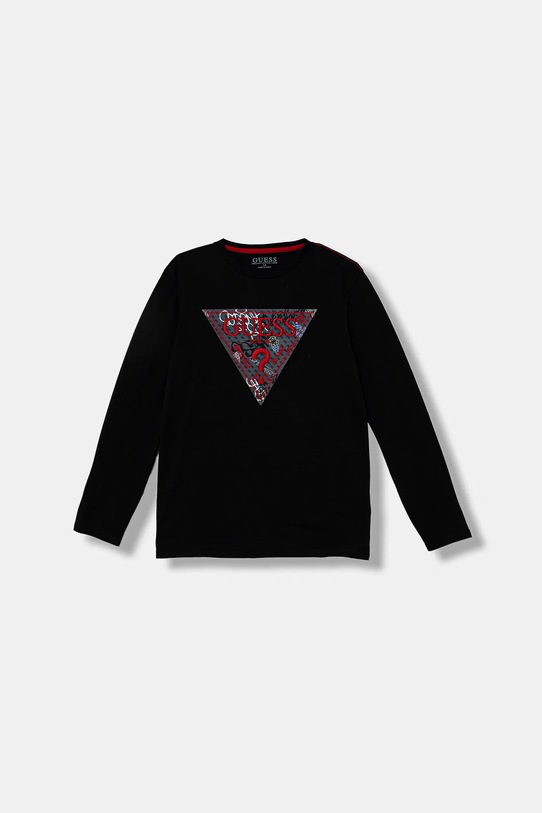 Guess longsleeve bawełniany dziecięcy aplikacja czarny L5BI04.I3Z14.9BYA