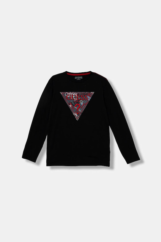 Guess longsleeve din bumbac pentru copii imprimeu negru L5BI04.I3Z14.9BYA