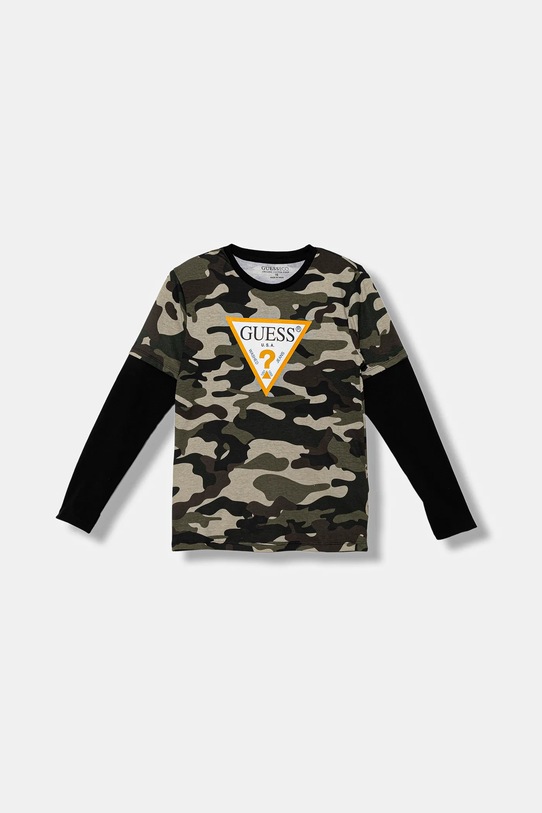 Guess longsleeve bawełniany dziecięcy nadruk zielony L5BI06.I3Z14.9BYA
