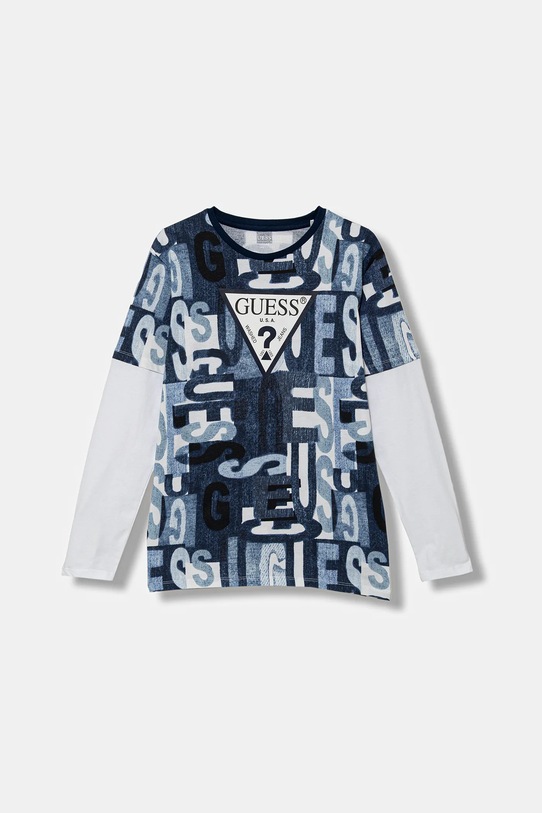 Хлопковый детский лонгслив Guess узор голубой L5BI06.I3Z14.9BYA