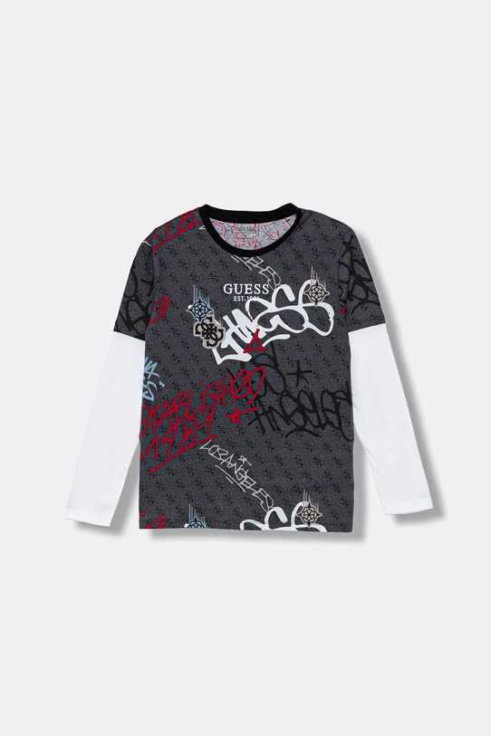Guess longsleeve bawełniany dziecięcy wzorzyste szary L5BI08.I3Z14.9BYA