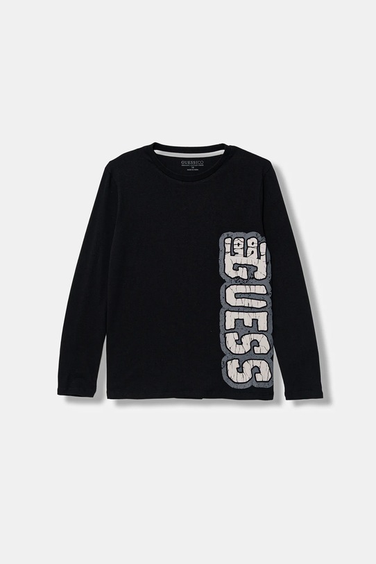 Guess longsleeve bawełniany dziecięcy nadruk czarny L5BI19.I3Z14.9BYA