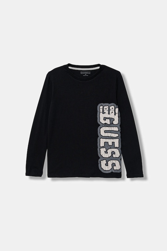 Guess longsleeve bawełniany dziecięcy nadruk czarny L5BI19.I3Z14.9BYA