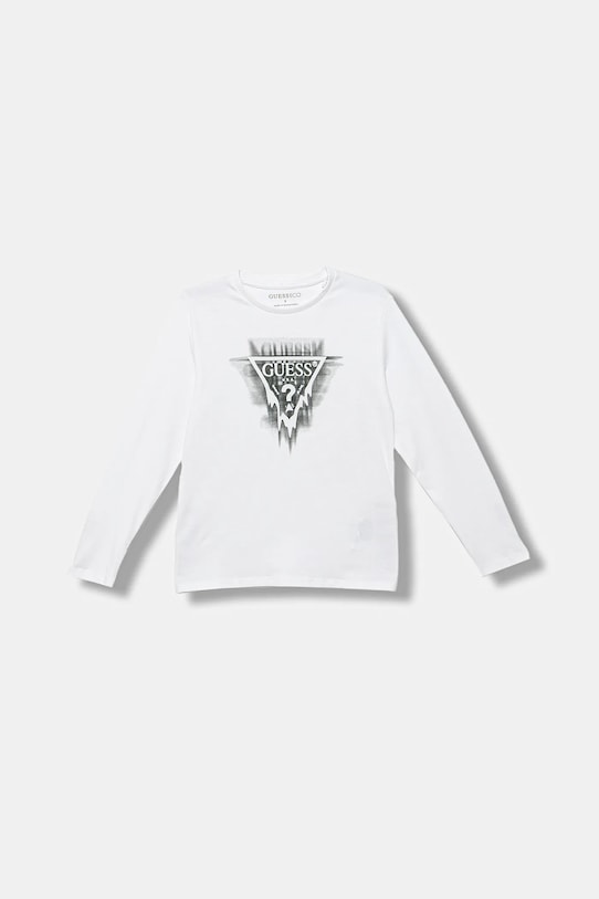 Guess longsleeve bawełniany dziecięcy nadruk biały L5BI21.I3Z14.9BYA