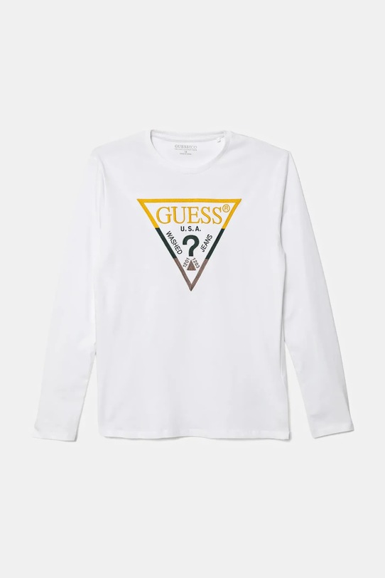Guess longsleeve bawełniany dziecięcy aplikacja biały L5BI35.I3Z14.9BYA