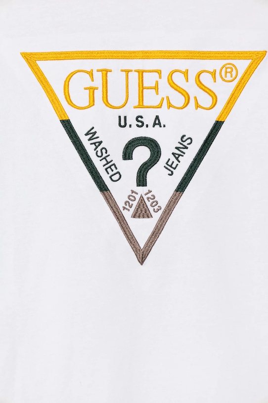 Chlapec Detská bavlnená košeľa s dlhým rukávom Guess L5BI35.I3Z14.9BYA biela