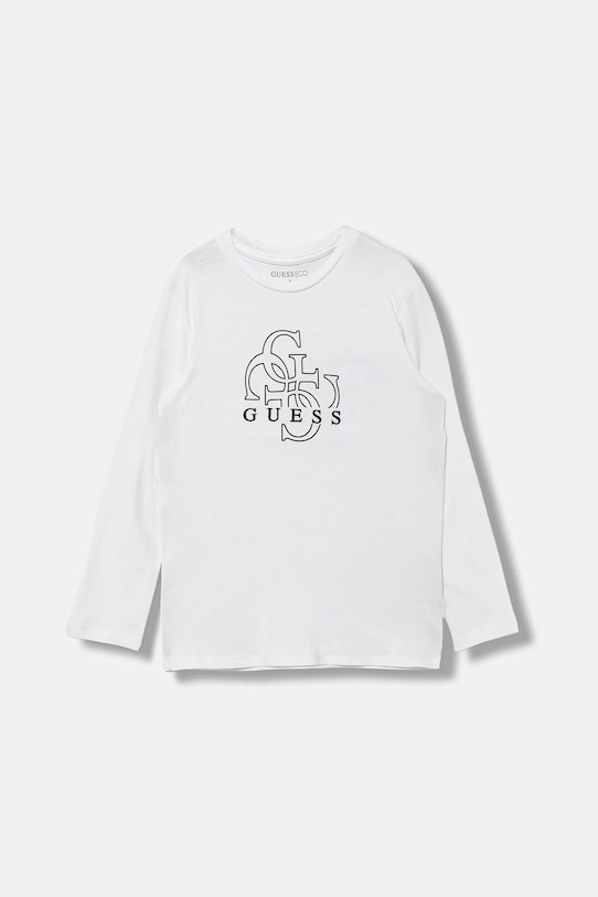 Guess longsleeve bawełniany dziecięcy nadruk biały L5BI39.I3Z14.9BYA